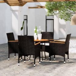 Ensemble à manger de jardin 5 pcs Résine tressée Noir alsavelo