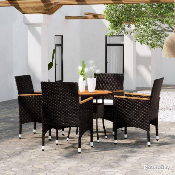 Ensemble  manger de jardin 5 pcs Rsine tresse Noir alsavelo