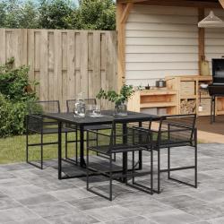 Ensemble à manger de jardin 5 pcs Noir Résine tressée alsavelo