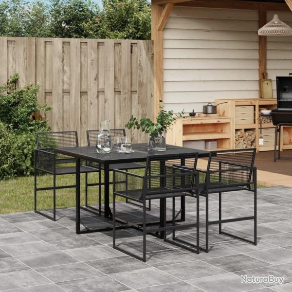Ensemble  manger de jardin 5 pcs Noir Rsine tresse alsavelo