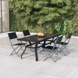 Ensemble à manger de jardin 5 pcs Gris et noir alsavelo