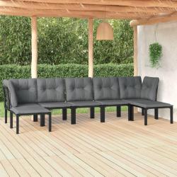 Salon de jardin 7 pcs noir et gris résine tressée alsavelo