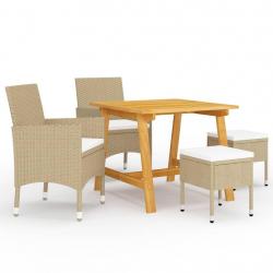 Ensemble à manger de jardin 5 pcs Beige alsavelo