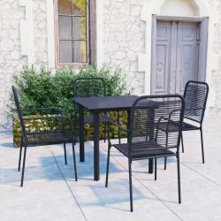 Ensemble à manger de jardin 5 pcs noir verre et acier alsavelo