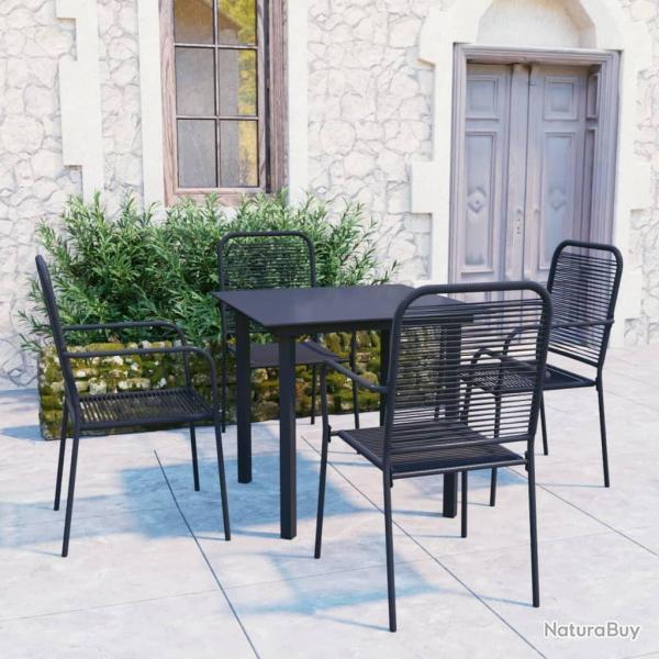 Ensemble  manger de jardin 5 pcs noir verre et acier alsavelo