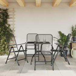Ensemble à manger de jardin 5 pcs anthracite métal maille alsavelo