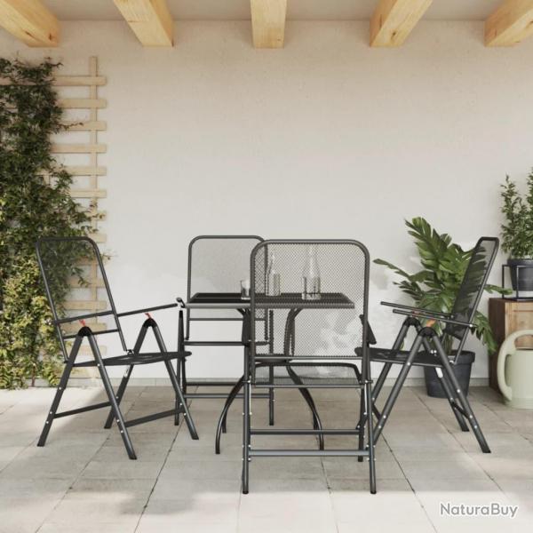 Ensemble  manger de jardin 5 pcs anthracite mtal maille alsavelo