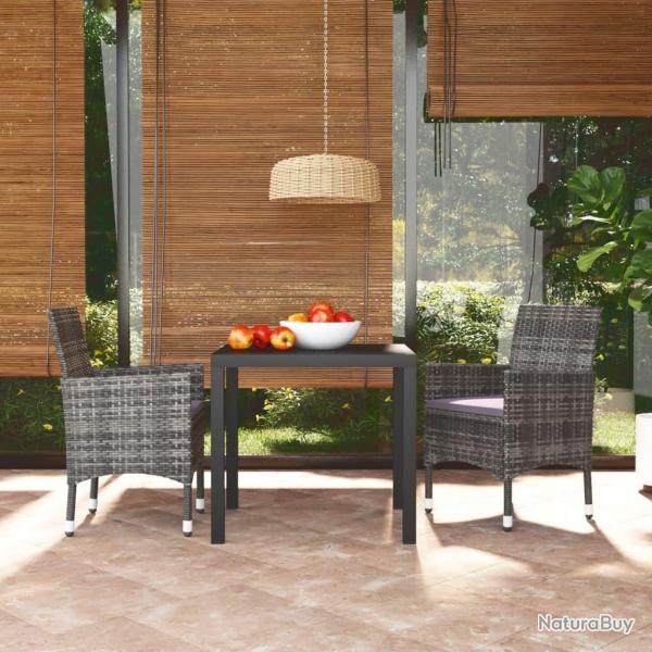 Ensemble  manger de jardin coussins 3pcs Rsine tresse Gris alsavelo