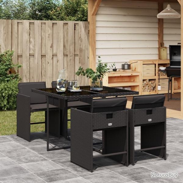 Ensemble  manger de jardin coussins 5pcs Noir Rsine tresse alsavelo