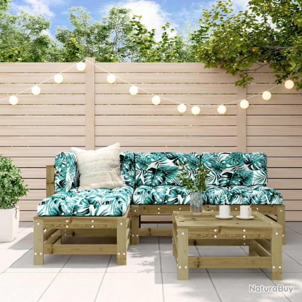 Salon de jardin 5 pcs bois de pin imprgn alsavelo
