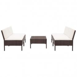 Salon de jardin 5 pcs avec coussins Résine tressée Marron alsavelo