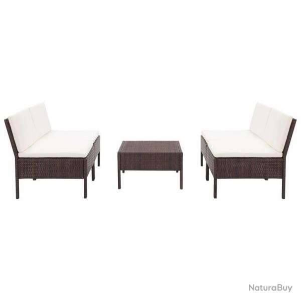 Salon de jardin 5 pcs avec coussins Rsine tresse Marron alsavelo