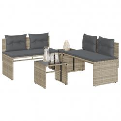 Salon de jardin 4 pcs avec coussins gris clair résine tressée alsavelo