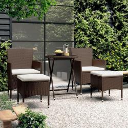 bistro de jardin 5 pcs poly rotin et verre trempé alsavelo