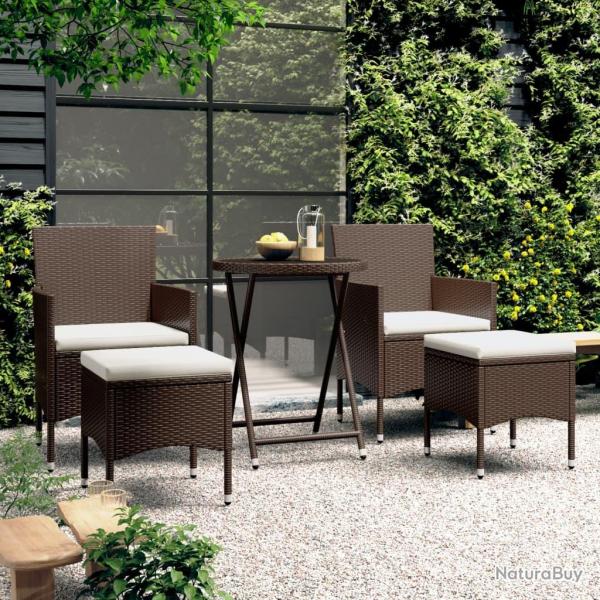 bistro de jardin 5 pcs poly rotin et verre tremp alsavelo