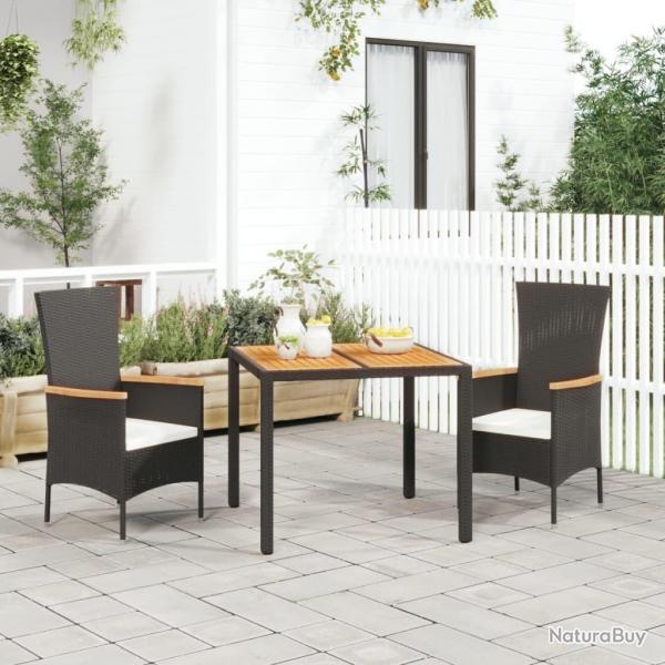 Ensemble  manger de jardin avec coussins 3 pcs Noir alsavelo