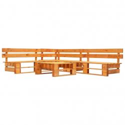 Canapés de jardin palette 4 pcs bois marron miel alsavelo