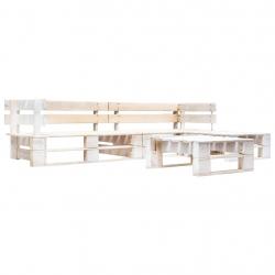 Salon de jardin palette 4 pcs Bois Blanc alsavelo