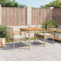 Ensemble à manger de jardin et coussins 3 pcs Beige poly rotin alsavelo