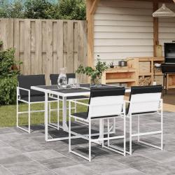 Ensemble à manger de jardin avec coussins 5 pcs blanc textilène alsavelo
