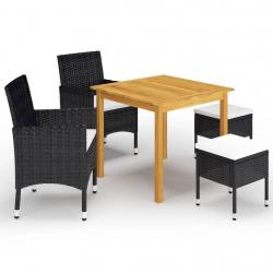 Ensemble à manger de jardin 5 pcs Noir alsavelo