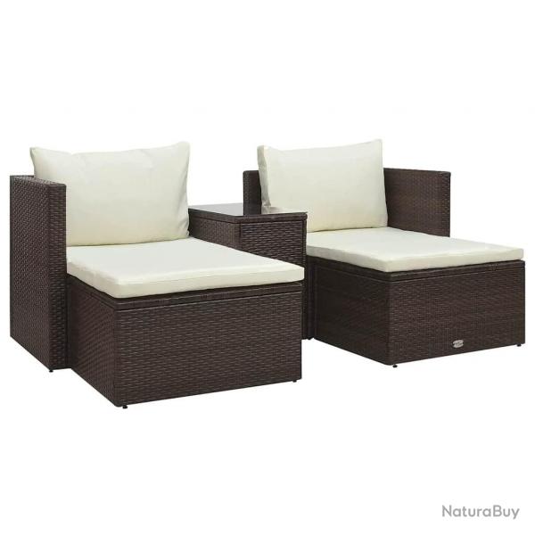 Salon de jardin 5 pcs avec coussins Rsine tresse Marron alsavelo