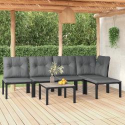 Salon de jardin 6 pcs noir et gris résine tressée alsavelo
