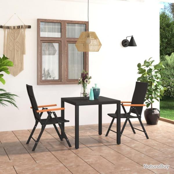 Ensemble  manger de jardin 3 pcs noir et marron alsavelo