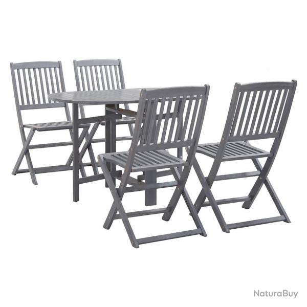 Ensemble  manger de jardin 5 pcs Bois d'acacia massif Gris alsavelo