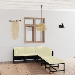 Salon de jardin 6 pcs avec coussins Résine tressée Noir alsavelo