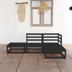 Salon de jardin 4 pcs noir bois de pin massif alsavelo