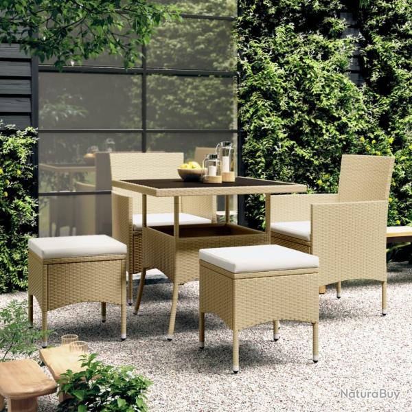 Ensemble  manger de jardin 5 pcs Rsine tresse Beige alsavelo