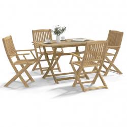 Ensemble à manger de jardin 5 pcs Bois d'acacia solide alsavelo