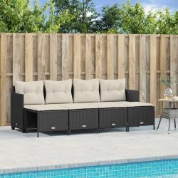 Salon de jardin 5 pcs avec coussins noir résine tressée alsavelo