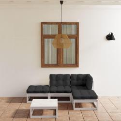 Salon de jardin 5 pcs avec coussins Bois de pin massif alsavelo