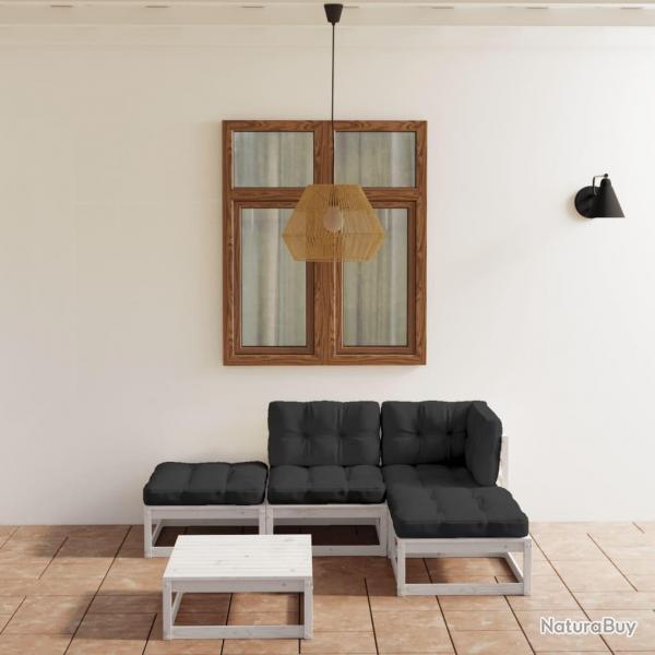 Salon de jardin 5 pcs avec coussins Bois de pin massif alsavelo