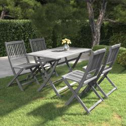 Ensemble à manger de jardin 5 pcs Bois d'acacia massif Gris alsavelo