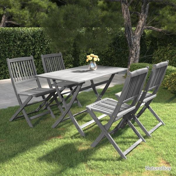 Ensemble  manger de jardin 5 pcs Bois d'acacia massif Gris alsavelo