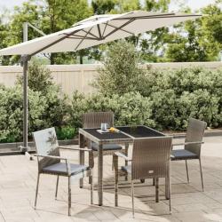 Ensemble à manger de jardin 5 pcs coussins gris résine tressée alsavelo