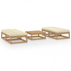 Salon de jardin 5 pcs avec coussins Bois de pin massif alsavelo