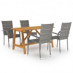 Ensemble à manger de jardin 5 pcs Gris alsavelo
