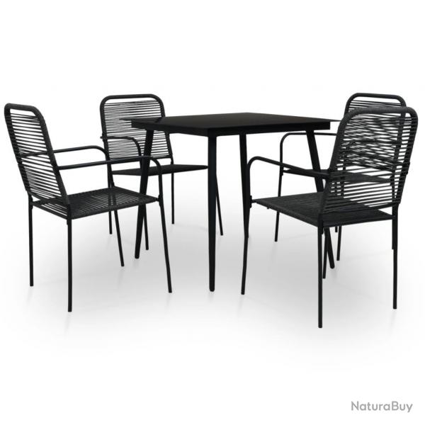 Ensemble  manger de jardin 5 pcs Corde en coton et acier Noir alsavelo