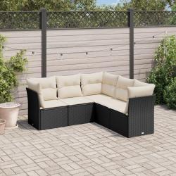 Salon de jardin 5 pcs avec coussins noir résine tressée alsavelo