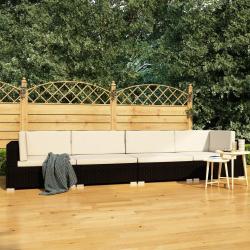 Salon de jardin 4 pcs avec coussins résine tressée noir alsavelo