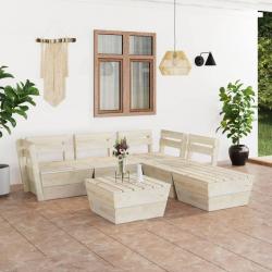 Salon de jardin palette 6 pcs Bois d'épicéa imprégné alsavelo