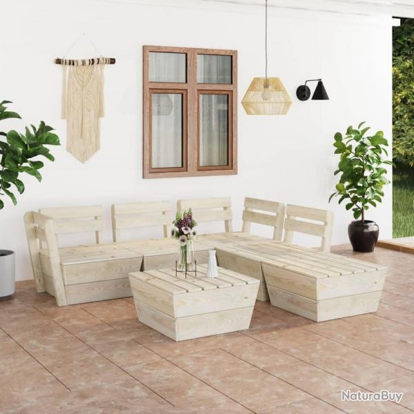 Salon de jardin palette 6 pcs Bois d'pica imprgn alsavelo