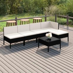 Salon de jardin 6 pcs avec coussins résine tressée noir alsavelo