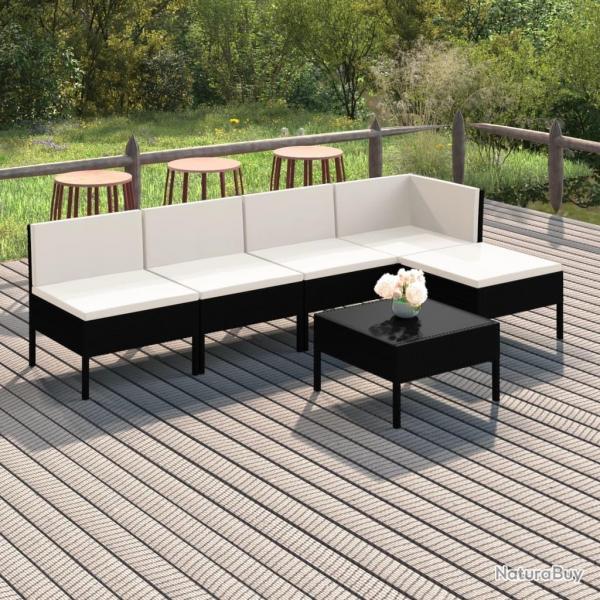 Salon de jardin 6 pcs avec coussins rsine tresse noir alsavelo