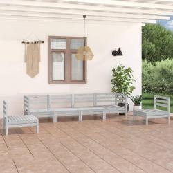 Salon de jardin 6 pcs Blanc Bois de pin massif alsavelo