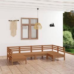 Salon de jardin 6 pcs Marron miel Bois de pin massif alsavelo